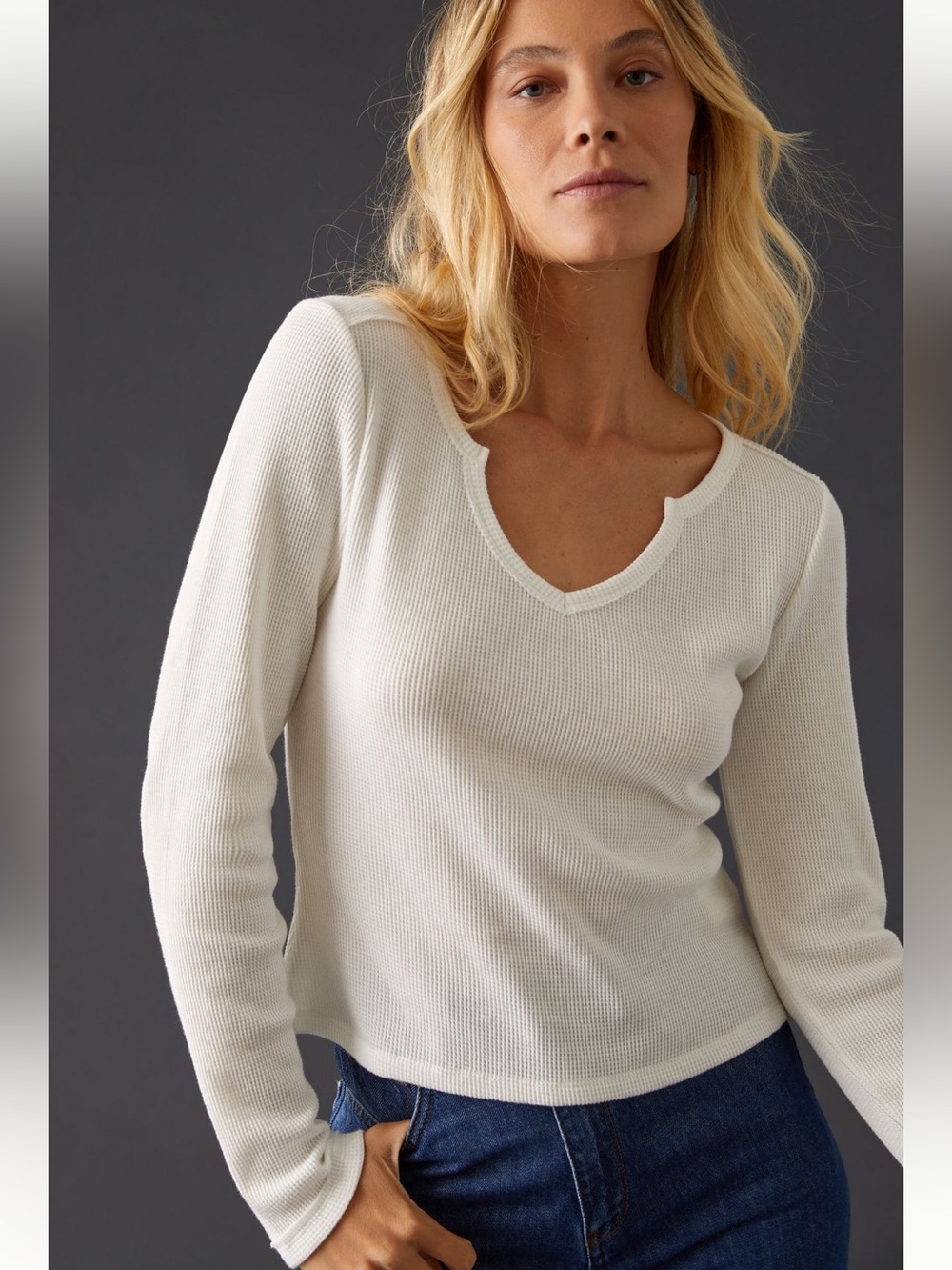Pilcro Notched Waffle Top
